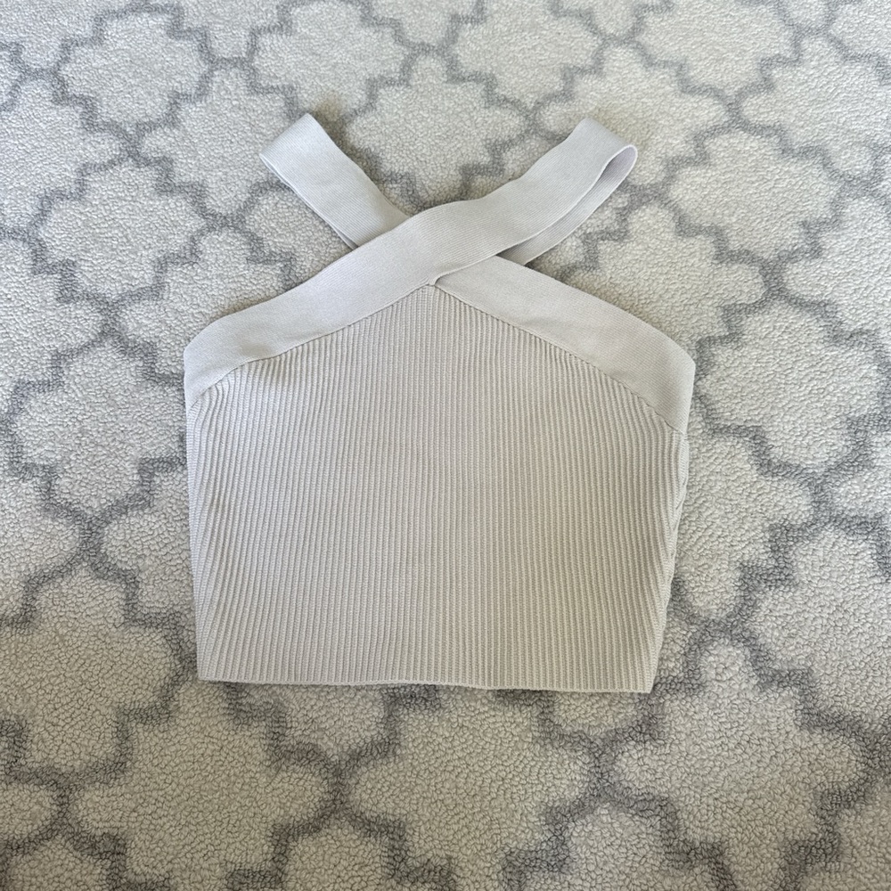 Babaton Ribbed Asymmetrical Sleeveless Top